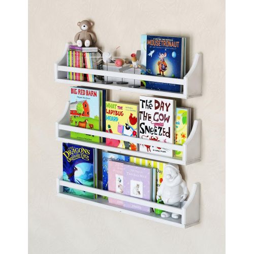  Brightmaison brightmaison 1 White Molding Design Childrens Wall Shelf Birch Wood 30 Inch Multi-use Bookcase Toy Game Storage Display Organizer Ships Fully Assembled