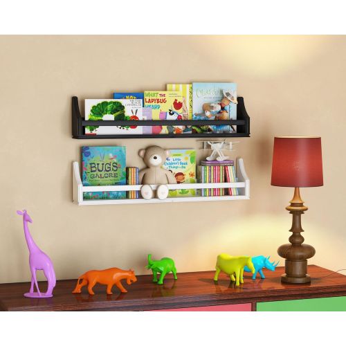  Brightmaison brightmaison 1 White Molding Design Childrens Wall Shelf Birch Wood 30 Inch Multi-use Bookcase Toy Game Storage Display Organizer Ships Fully Assembled