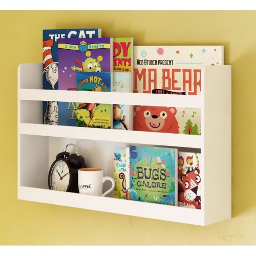  Brightmaison brightmaison Childrens Kids Room Wall Shelf Wood Material Great for Bunk Bed Nursery Room Books and Toys Organization Storage (White)