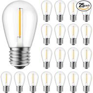 Brightown 25 Pack LED S14 Replacement Light Bulbs, Shatterproof E26 Medium Base Edison Vintage Bulbs Equivalent to 11 W, Fits for Commercial Outdoor Patio Garden Vintage Lights, 2700K, Warm White