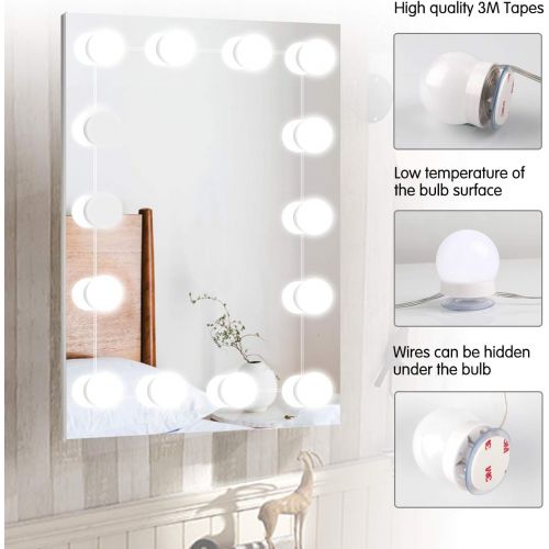  [아마존 핫딜]  [아마존핫딜]Brightown Hollywood DIY LED Vanity Lights Strip Kit with 14 Dimmable Light Bulbs for Dressing Mirror & Makeup Table Mirror, Plug in Vanity Mirror Lights with Power Supply, White (No Mirror I