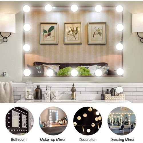  [아마존 핫딜]  [아마존핫딜]Brightown Hollywood DIY LED Vanity Lights Strip Kit with 14 Dimmable Light Bulbs for Dressing Mirror & Makeup Table Mirror, Plug in Vanity Mirror Lights with Power Supply, White (No Mirror I