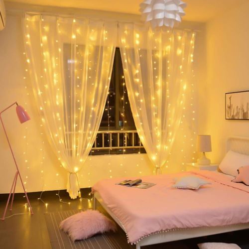  [아마존 핫딜]  [아마존핫딜]Brightown 10 Ft Window Curtain Icicle String Lights with Remote & Timer, 300 LED Fairy Twinkle Lights with 8 Modes Fits for Bedroom Wedding Party Backdrop Outdoor Indoor Wall Decor