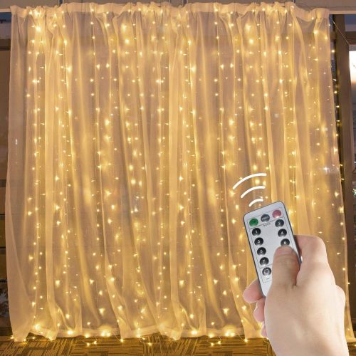  [아마존 핫딜]  [아마존핫딜]Brightown 10 Ft Window Curtain Icicle String Lights with Remote & Timer, 300 LED Fairy Twinkle Lights with 8 Modes Fits for Bedroom Wedding Party Backdrop Outdoor Indoor Wall Decor