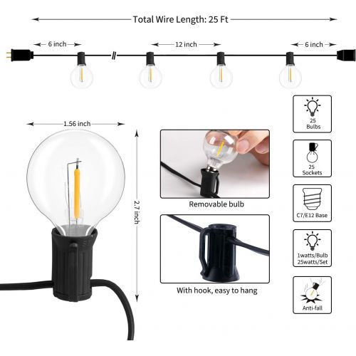  [아마존 핫딜] [아마존핫딜]Brightown 2 Pack 25Ft. LED G40 Outdoor Patio String Lights with 25 Shatterproof LED Clear Globe Bulbs, Warm White Ambience Indoor & Outdoor Lights for Patio Garden Backyard Bistro Pergola Te