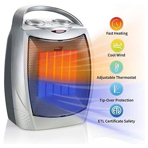  [아마존베스트]Brightown 750W/1500W Ceramic Space Heater, Electric Portable Room Heater with Adjustable Thermostat and overheat protection for Home Bedroom or Office, ETL Listed