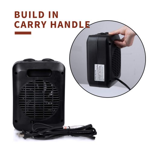  Brightown Portable Space Heater Indoor, 1500W/750W Electric Ceramic Heater with Thermostat, Heat Up 200 sq. Ft in Minutes, Safe & Quiet for Office Home Room Floor Under Desk Deskto