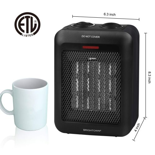  Brightown Portable Space Heater Indoor, 1500W/750W Electric Ceramic Heater with Thermostat, Heat Up 200 sq. Ft in Minutes, Safe & Quiet for Office Home Room Floor Under Desk Deskto