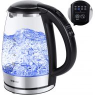 [아마존베스트]Brightown Electric Tea Kettle Temperature Control with 4 Colors Led Light Hot Water Glass Pot Variable Fast Heating Auto Shut off and Boil dry Protection (1.7L 1500W)