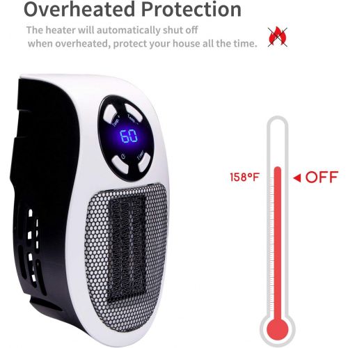  [아마존베스트]Brightown 350W Space heater, Programmable Wall Outlet Space Heater As Seen on TV with Adjustable Thermostat and Timer and Led Display for Office Dorm Room