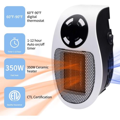  [아마존베스트]Brightown 350W Space heater, Programmable Wall Outlet Space Heater As Seen on TV with Adjustable Thermostat and Timer and Led Display for Office Dorm Room