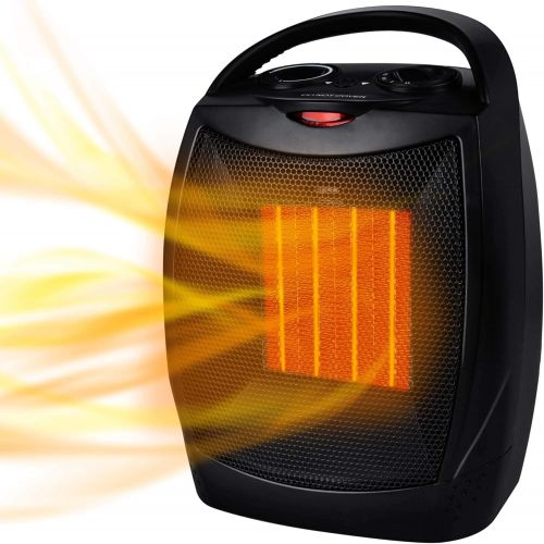  Brightown Portable Electric Space Heater 1500W/750W Personal Room Heater with Thermostat, Small Desk Ceramic Heater with Tip Over and Overheat Protection ETL Certified for Office Indoor Bedr