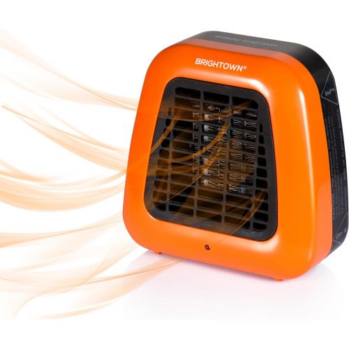  Brightown Mini Desk Heater, 400W Low Wattage Personal Ceramic Heater with Tip Over Protection for Office Table Indoors, Compact, Orange