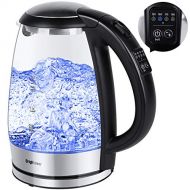 [아마존베스트]Brightown Electric Tea Kettle Temperature Control with 4 Colors Led Light Hot Water Glass Pot Variable Fast Heating Auto Shut off and Boil dry Protection (1.7L 1500W)