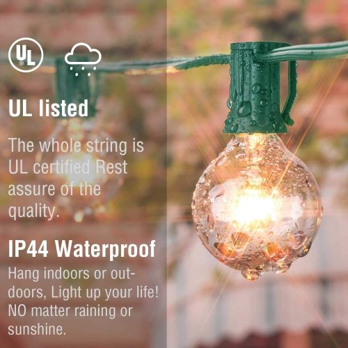  Brightown 100Ft G40 Globe String Lights with Bulbs-UL Listd Outdoor Market Lights for Indoor/Outdoor Commercial Decor,Green Wire