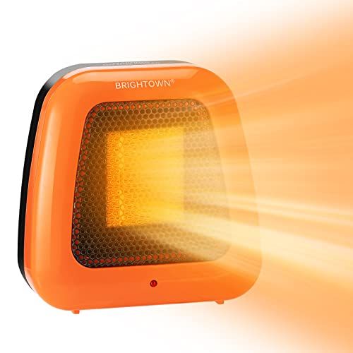  Brightown Mini Space Heater, 400W Low Wattage Personal Desk Heater with Tip Over Protection for Office Table Desk Indoors, Compact and Portable, Orange