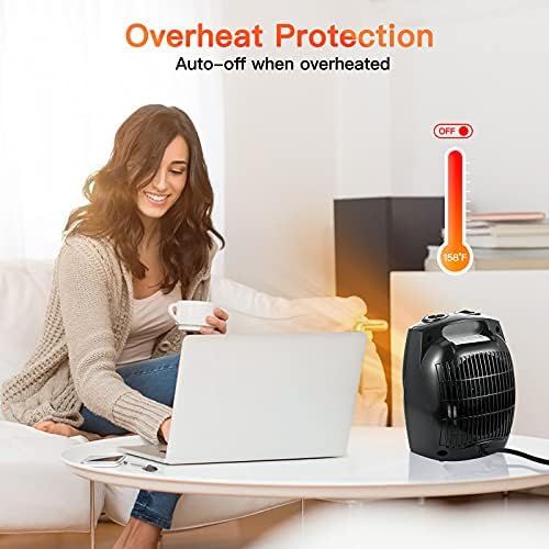  Brightown Portable Electric Small Space Heater, 1500W/750W Ceramic Heater with Thermostat, Overheat and Tip-over Protection, Heat Up 200 Square Feet in Minutes, Safe and Quiet for Office Roo