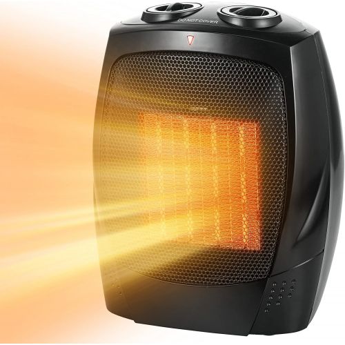  Brightown Portable Electric Small Space Heater, 1500W/750W Ceramic Heater with Thermostat, Overheat and Tip-over Protection, Heat Up 200 Square Feet in Minutes, Safe and Quiet for Office Roo