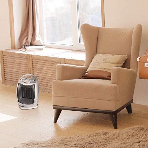  Brightown Portable Ceramic Space Heater 1500W/750W, 2 in 1 Oscillating Electric Room Heater with Tip Over and Overheat Protection, 200 Square Feet Fast Heating for Indoor Bedroom O