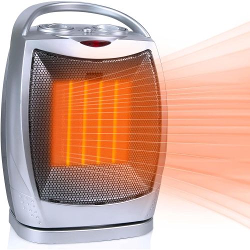  Brightown Portable Ceramic Space Heater 1500W/750W, 2 in 1 Oscillating Electric Room Heater with Tip Over and Overheat Protection, 200 Square Feet Fast Heating for Indoor Bedroom O