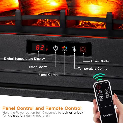  Brightown Electric Fireplace Infrared Heater 3D Freestanding Fireplace Stove Heater with Remote Control, Timer, Adjustable Flame Effect, Upgraded Safety Protection 24 Portable Space Heater -