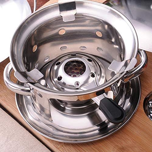  [아마존베스트]Brightsen Stainless Steel Fondue Burner Heat Insulation Tool Portable Mini Chocolate Cheese Hot Pot Small Stove for Heating Outdoor Accessories