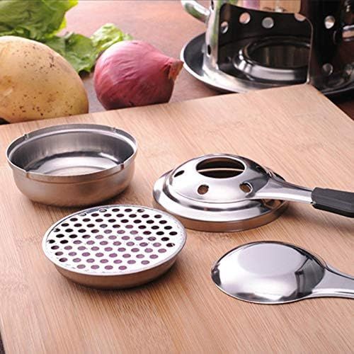  [아마존베스트]Brightsen Stainless Steel Fondue Burner Heat Insulation Tool Portable Mini Chocolate Cheese Hot Pot Small Stove for Heating Outdoor Accessories