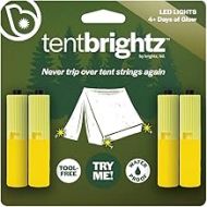 Brightz TentBrightz LED Tent String Lights - Attaches to Tent Guy-Lines - Never Trip on Your Tent Strings Again - Keeps Tent Strings Visible at Night - Campsite Safety Lights for T