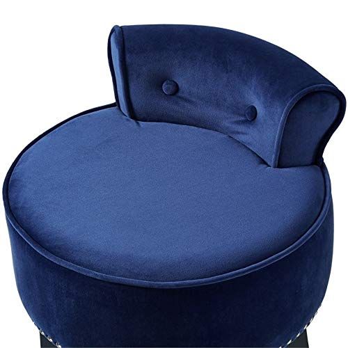  Brika Home Velvet Tufted Vanity Stool in Navy Blue