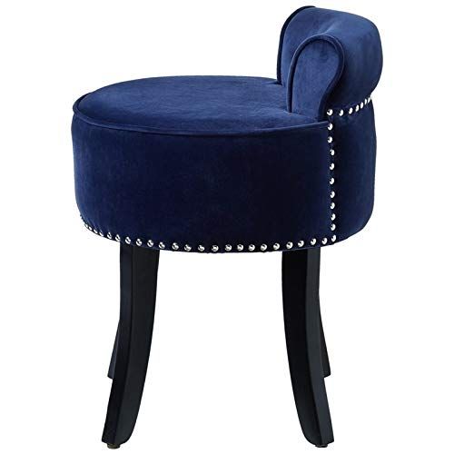  Brika Home Velvet Tufted Vanity Stool in Navy Blue