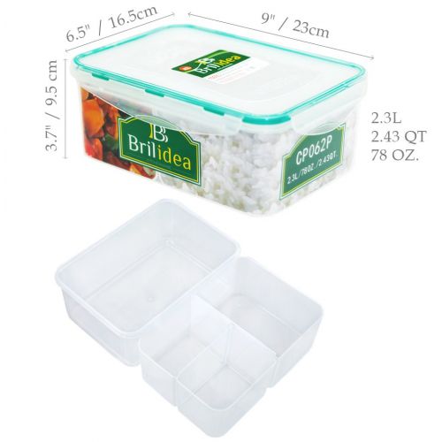  Brilidea Bento Box Lunch Container with Dividers - Removable compartments, Airtight, Leak-Proof, Fridge, Microwave and Dishwasher Safe (78 oz)