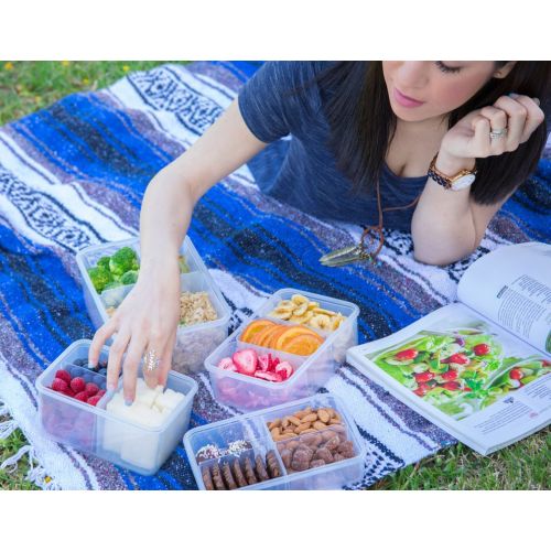  Brilidea Leakproof Bento Lunch Box - Food Storage Container with Airtight Lid and 3 Removable Compartment Dividers 1.22 QT, Odor Proof, Plastic, Freezer Fridge safe, Microwave Dishwasher sa