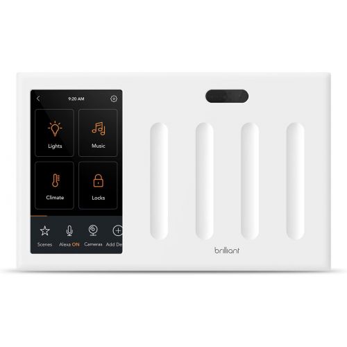  [아마존베스트]Brilliant Smart Home Control (4-Switch Panel)  Alexa Built-In & Compatible with Ring, Sonos, Hue, Kasa/TP-Link, Wemo, SmartThings, Apple HomeKit  In-Wall Touchscreen Control for