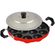 [아마존베스트]Brilliant 12 Cavities Non Stick Appam Patra with Lid,Red (Paniyarrakal/Paniyaram/Appam Pan/Maker/Pan Cake Maker)