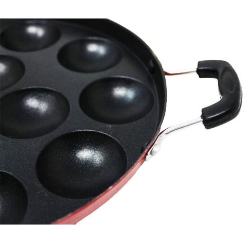  [아마존베스트]Brilliant 12 Cavities Non Stick Appam Patra with Lid,Red (Paniyarrakal/Paniyaram/Appam Pan/Maker/Pan Cake Maker)