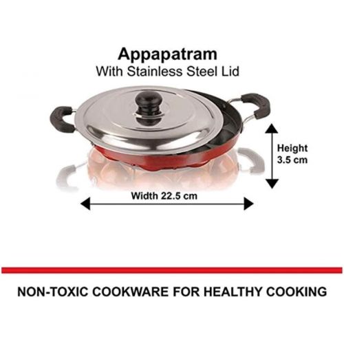  [아마존베스트]Brilliant 12 Cavities Non Stick Appam Patra with Lid,Red (Paniyarrakal/Paniyaram/Appam Pan/Maker/Pan Cake Maker)