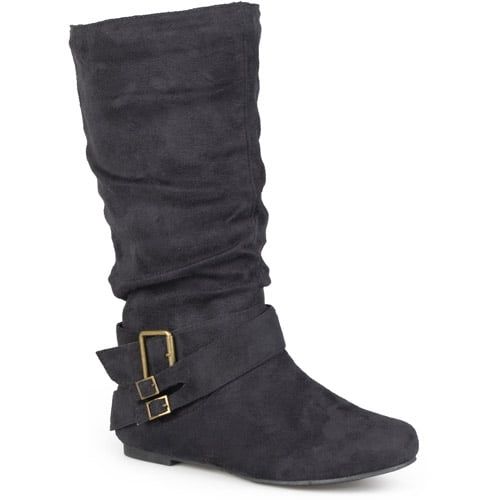  Brinley Co. Womens Slouchy Side Accent Buckle Boots