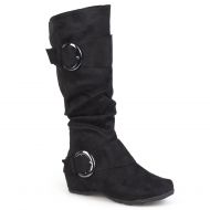 Brinley Co. Womens Buckle Knee-High Microsuede Slouch Boot