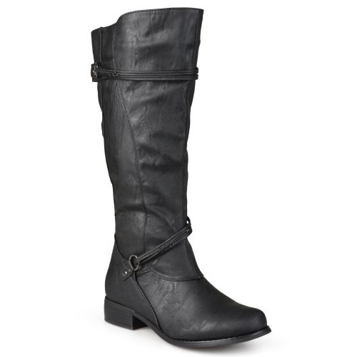  Brinley Co. Women Buckle Accent Wide Calf Boots