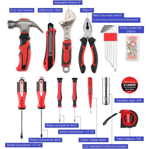  [아마존 핫딜] Brinonac 41-Piece Tool Set General Household Home Repair Hand Tools Kit with Plastic Toolbox Storage Case