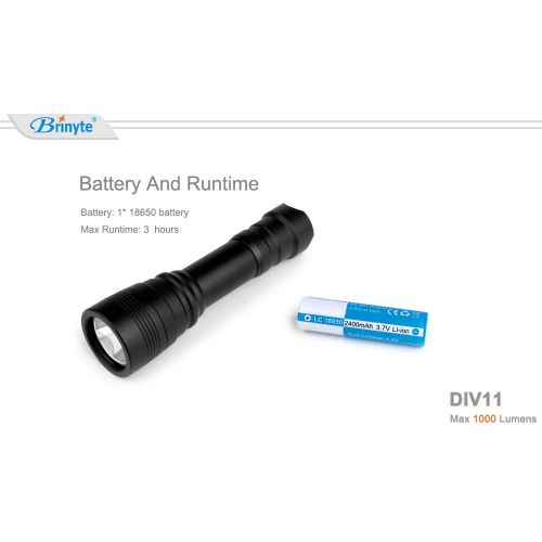  Brinyte Div11 1000lumens CREE U2 LED 200M Depth Diving Flashlight(with battery and charger)