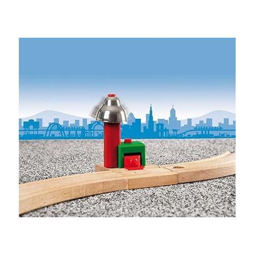  BRIO World - 33754 Magnetic Bell Signal | Premium Toy Train Set Accessory for Kids | Interactive & Fun | Compatible with All BRIO Sets | Certified Sustainable Wood | for Ages 3 and Up