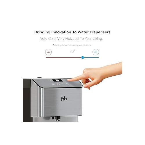  Brio Moderna Self-Cleaning Bottleless Countertop Water Cooler Dispenser - with 3-Stage Water Filter and Installation Kit, Tri Temp Dispense, and LED Night Light - UL/Energy Star Approved