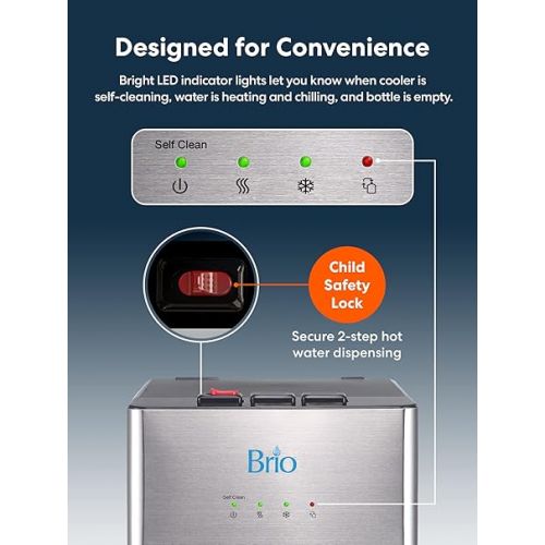  Brio Self Cleaning Bottom Loading Water Cooler Water Dispenser - Limited Edition - 3 Temperature Settings - Hot, Cold & Cool Water