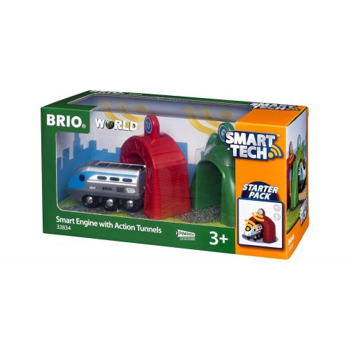  Brio World Smart Tech - 33834 Smart Engine with Action Tunnels | 3 Piece Train Toy with Accessories for Kids Ages 3 and Up