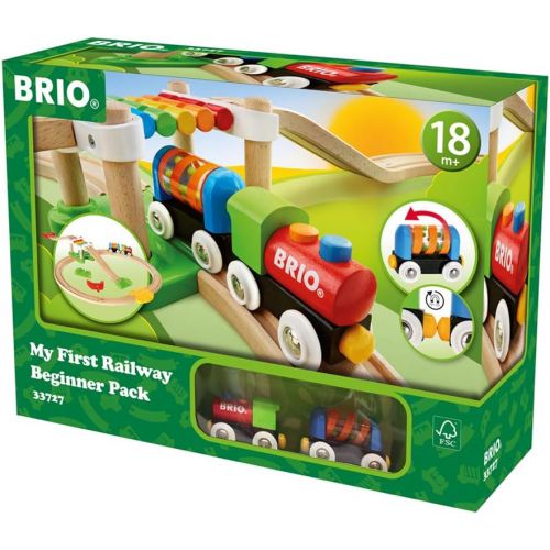  [아마존베스트]Brio My First Railway  33727 Beginner Pack | Wooden Toy Train Set for Kids Age 18 Months and Up