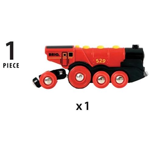  [아마존베스트]Brio World 33592 Mighty Red Action Locomotive | Battery Operated Toy Train with Light and Sound Effects for Kids Age 3 and Up