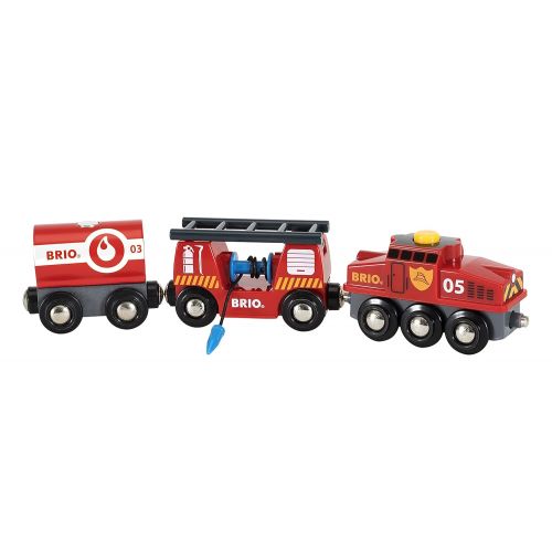  [아마존 핫딜]  [아마존핫딜]Brio BRIO World 33844 Feuerwehr-Loeschzug  Feuerwehrzug mit Feuerwehrschlauch und Wassertank  Kleinkindspielzeug empfohlen ab 3 Jahren