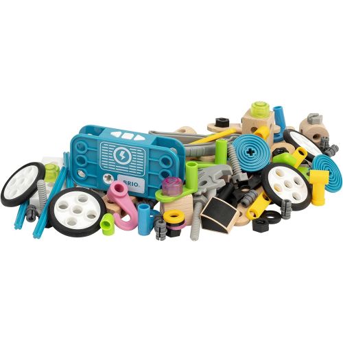  Brio Builder 34591 - Builder Motor Set - 120 Piece Construction Set STEM Toy with Wood and Plastic Pieces and a Motor for Kids Age 3 and Up