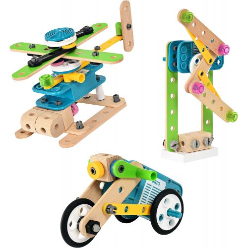  Brio Builder 34591 - Builder Motor Set - 120 Piece Construction Set STEM Toy with Wood and Plastic Pieces and a Motor for Kids Age 3 and Up